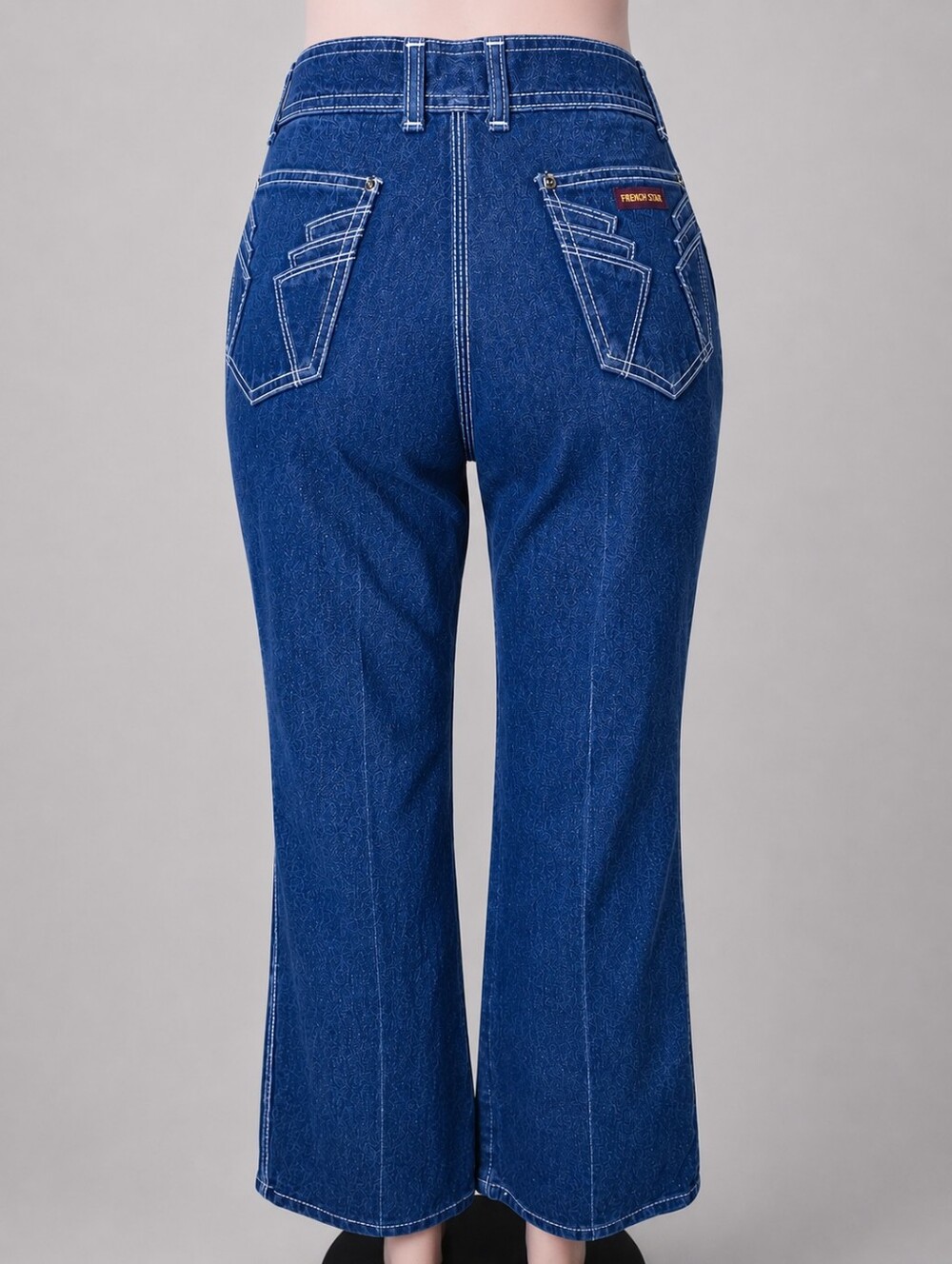 Vtg 70s French Star Jeans Scovill Dark Wash Contrast Stitch